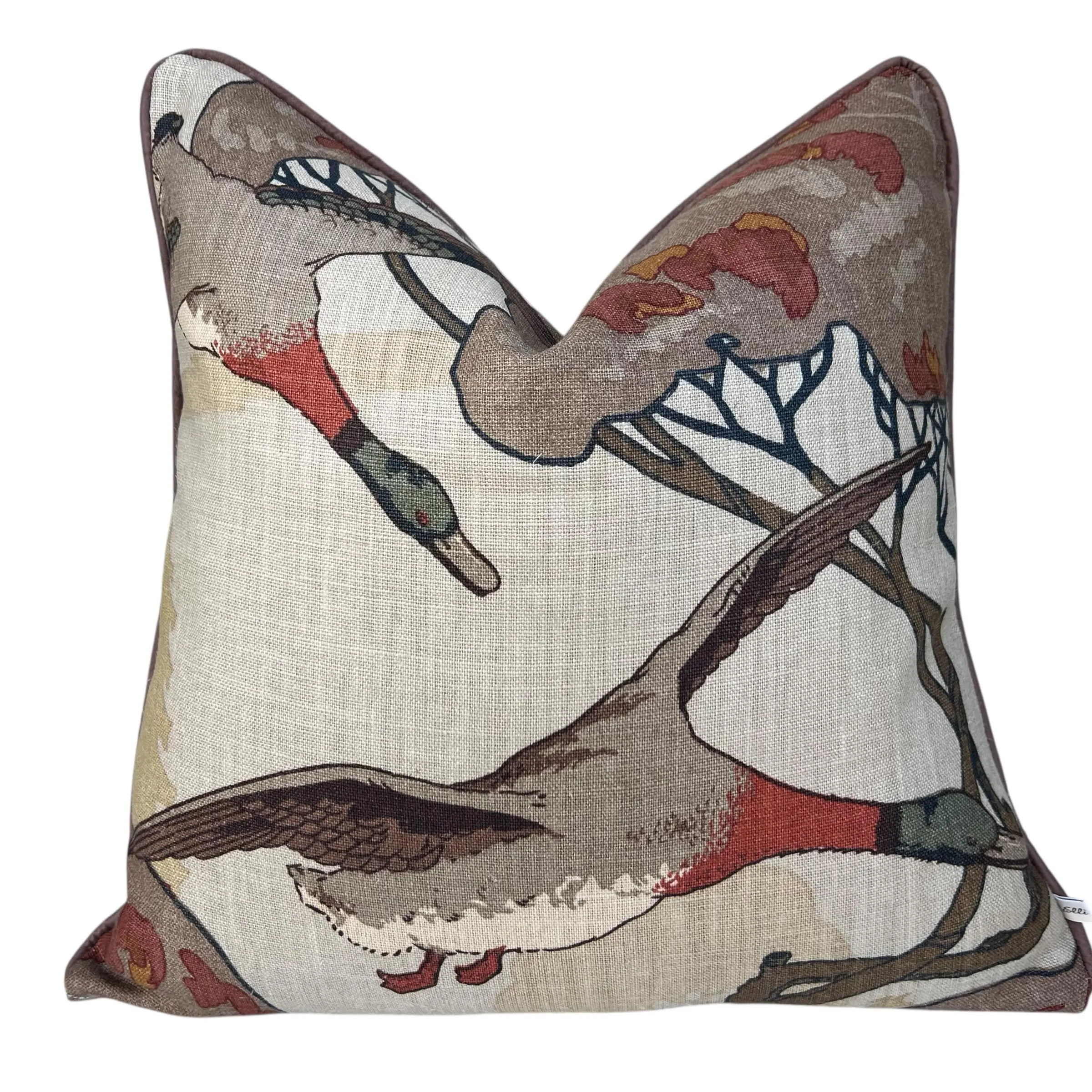 Luxury Designer Mulberry Flying Ducks Stone Brown Luxury Cushion Pillow Cover | Etsy (Global)