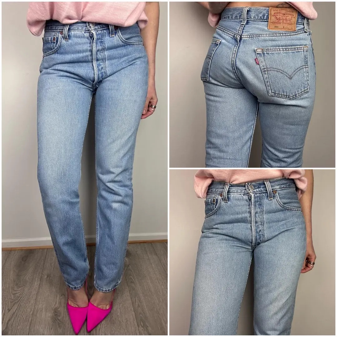 Levis 501 vintage w27 L30 jeans 501s blue stonewash faded 90s Levi’s denim straight leg buttonf... | Etsy (US)