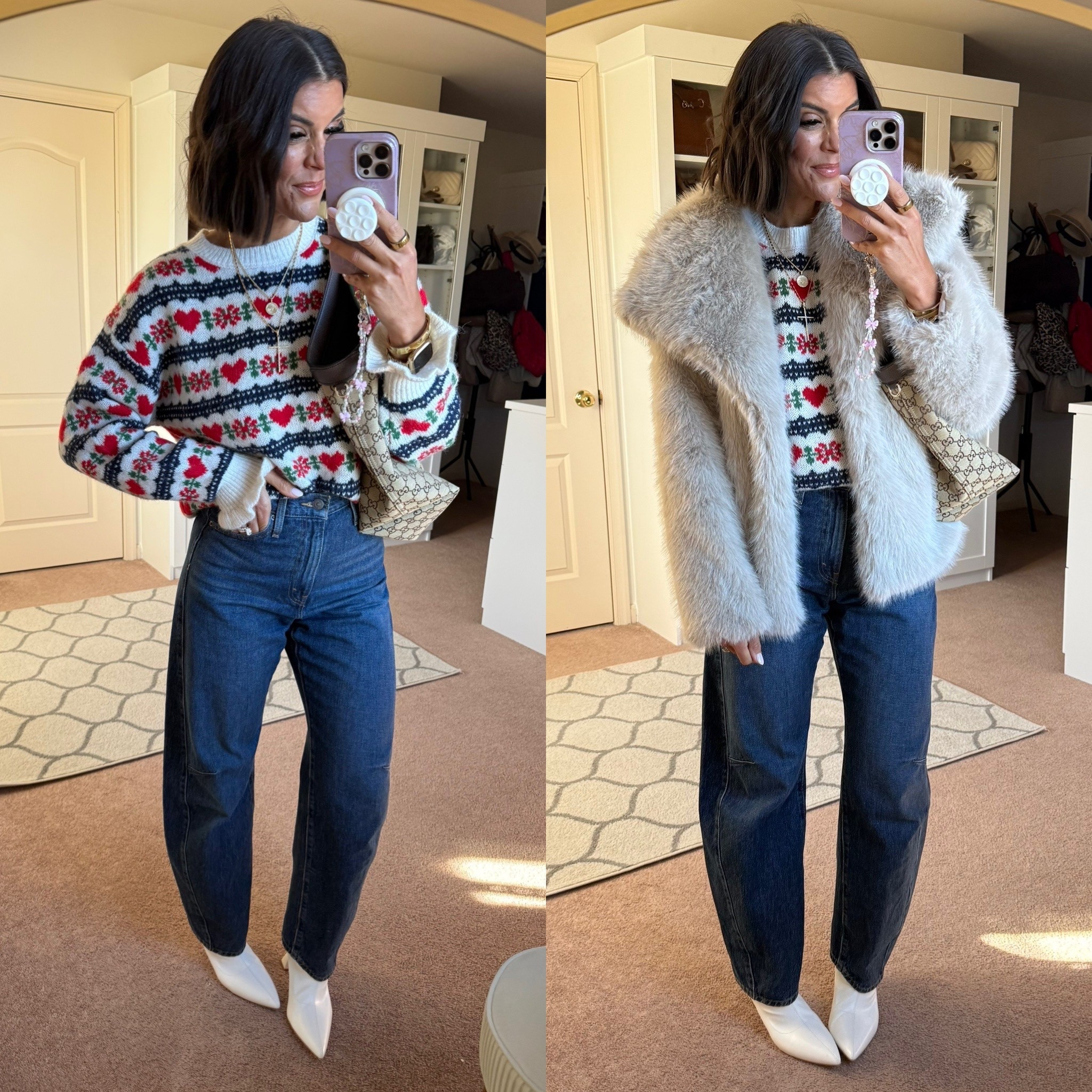 Today’s fit! My Old Navy sweater is 50% off! Today only!! Size small.
Size 26 in Levi jeans. 
Size small in fur 
Boots tts 

#LTKSaleAlert #LTKSeasonal #LTKFindsUnder100