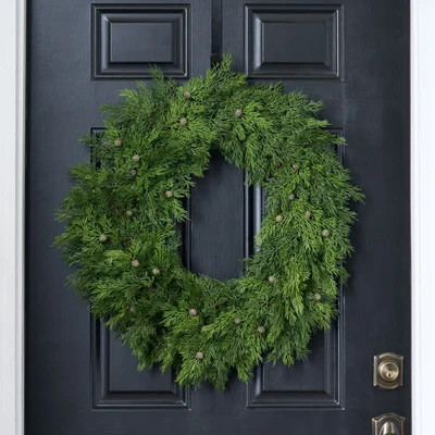 Real Touch Seeding Juniper Berry Large Christmas & Winter Front Door Wreath | Darby Creek Trading