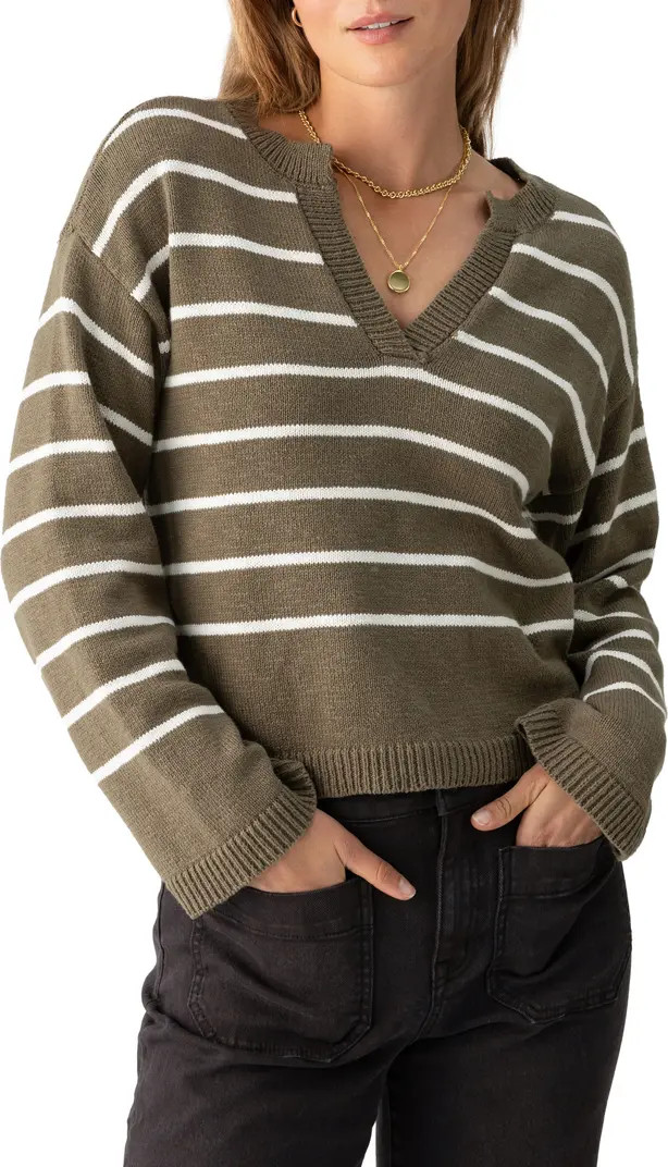 Chill Vibes Stripe Cotton V-Neck Sweater | Nordstrom