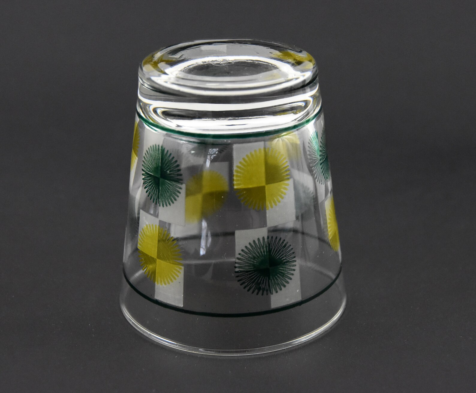 2 Vintage Whiskey Glasses  Green Yellow Checkerboard Circles - Etsy | Etsy (US)