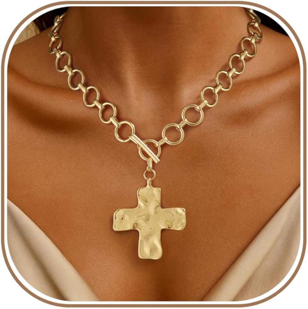 Chunky Gold Necklace for Women Trendy Non Tarnish 14K Gold Plated Paperclip Chain Charm Necklaces... | Amazon (US)