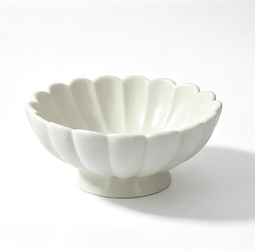 8-Inch Medium Fluted Ceramic Decorative Bowl,Cream White Speckled Fruit Bowl for Kitchen Counter,... | Amazon (US)