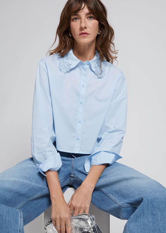 Cropped Floral Embroidery Shirt | & Other Stories US