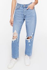 Recycled Cotton Distressed Mom Jeans | Forever 21 (US)