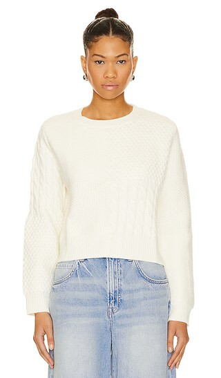 Ellis Cable Pullover in Chalk | Revolve Clothing (Global)