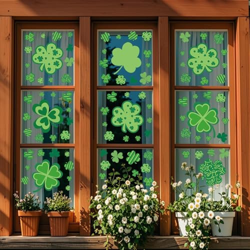 St Patricks Day Window Clings Decorations, Saint Patrick's Day Shamrock Decor, Sticker Decal for Holiday Home Party, 8 Sheets 126 PCS | Amazon (US)