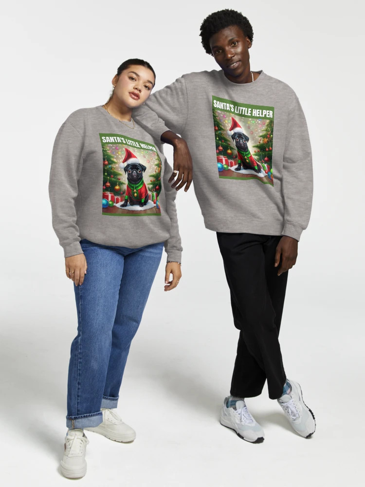 Christmas Black Pug - Santa's Little Helper Pullover Sweatshirt | Redbubble (US)