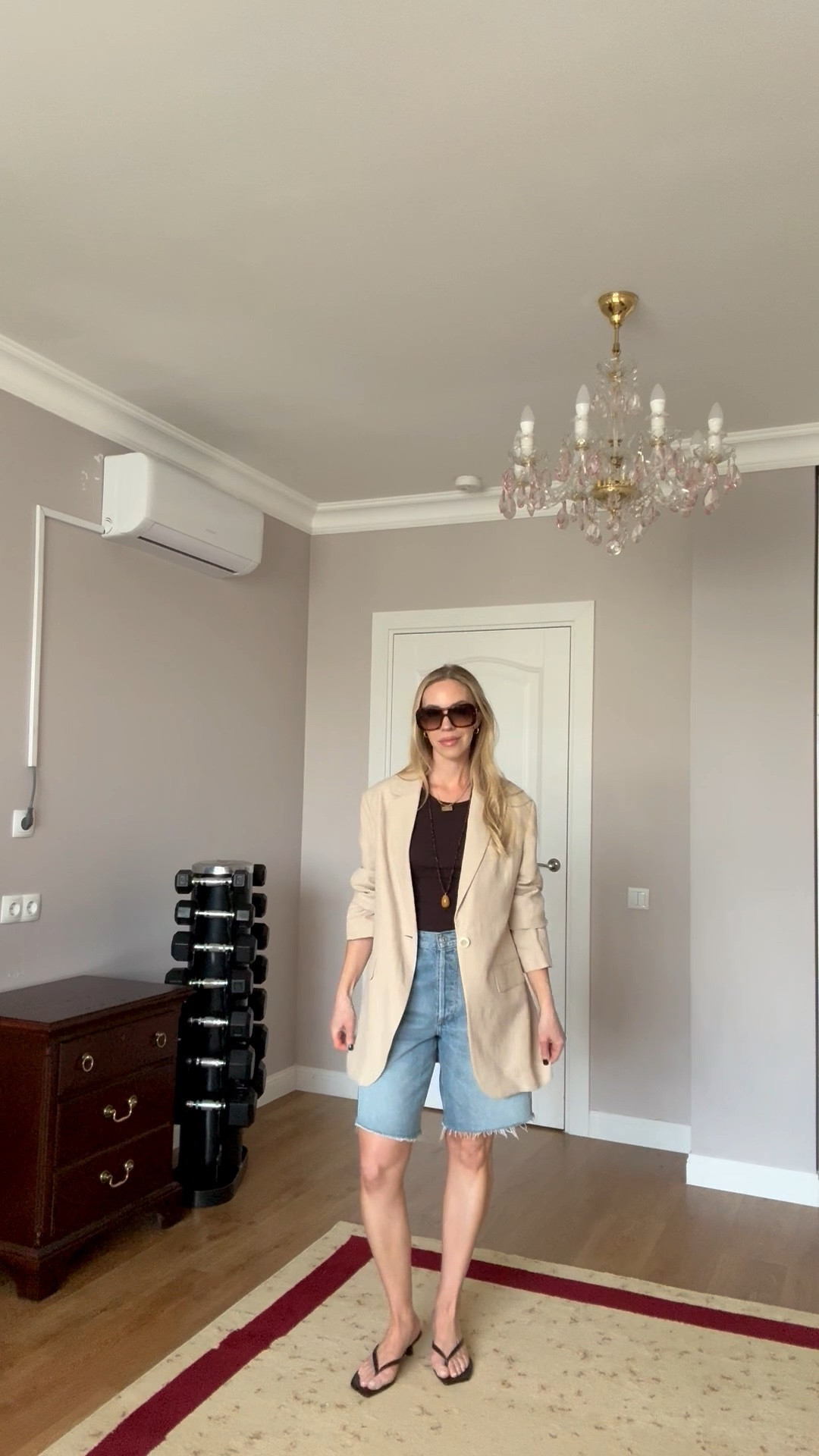 Chic business casual summer outfit - start with a tank and denim bermuda shorts, add thong sandals, and top with a linen blazer 👌🏻

#LTKSeasonal #LTKOver40 #LTKgrwm