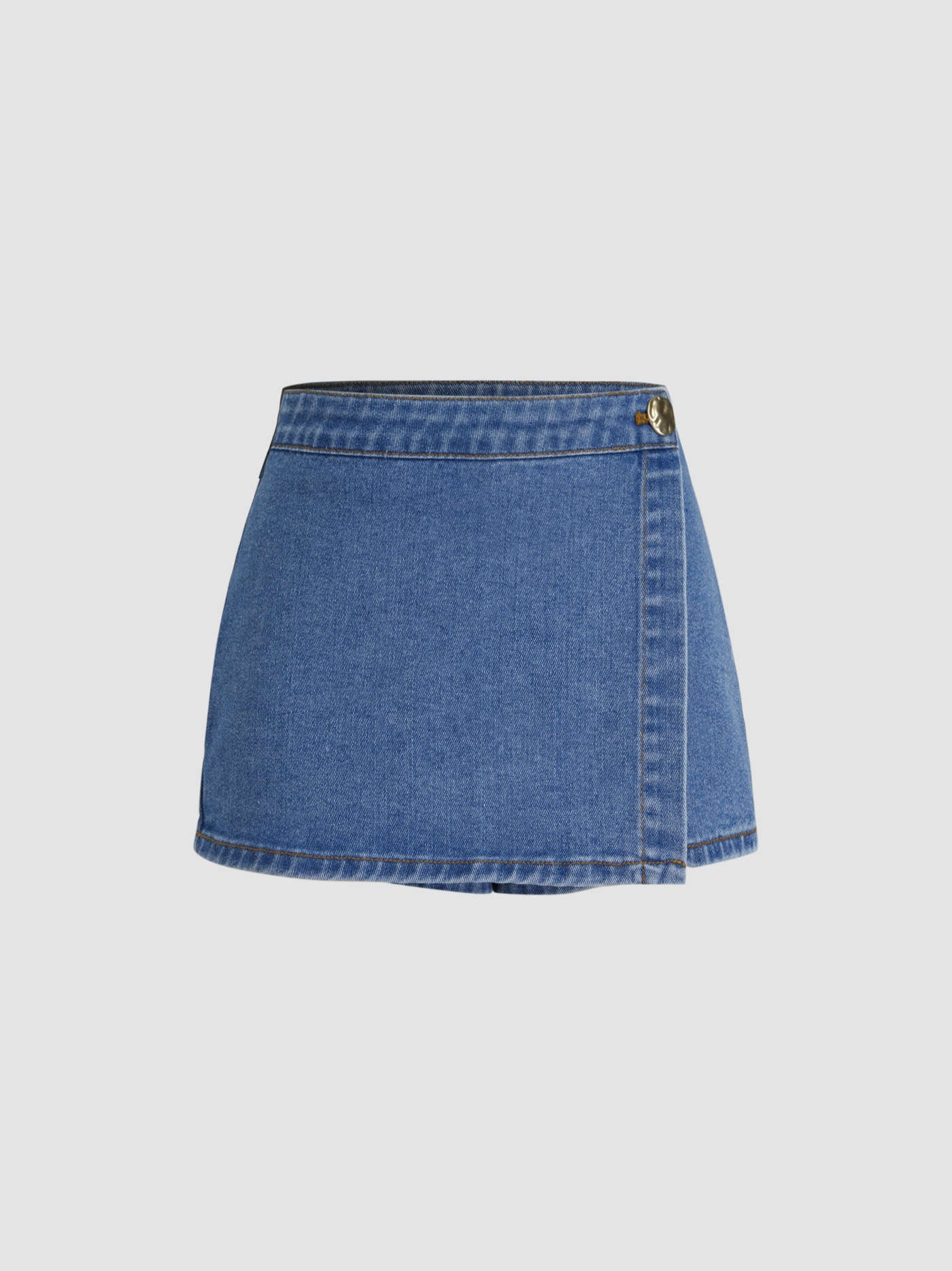 Denim Stretch Denim Low Rise Micro Mini Skort For Daily Casual | Cider