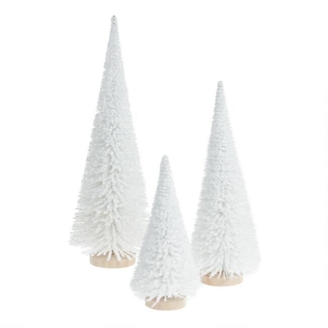 Icy White Faux Bottlebrush Tree Tabletop Decor | World Market