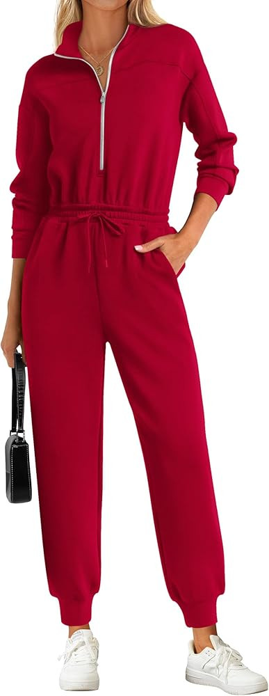 PRETTYGARDEN Long Sleeve Jumpsuits for Women Casual 2026 Fall Fashion Zip Up Pant Rompers One Pie... | Amazon (US)