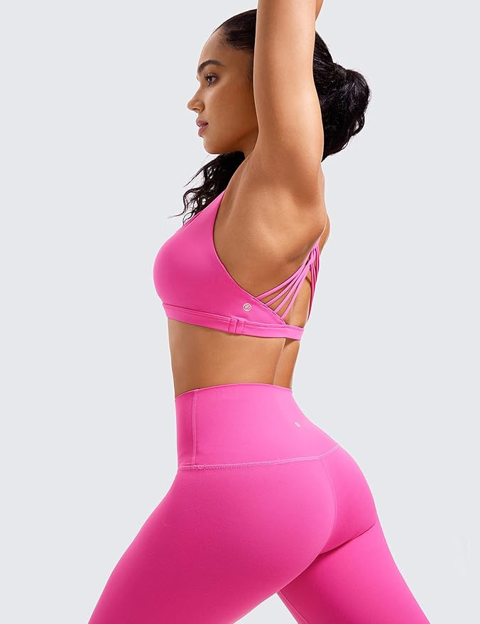CRZ YOGA Strappy Sports Bras for Women - Criss Cross Back Sexy Wireless Padded Yoga Bra Cute Work... | Amazon (US)