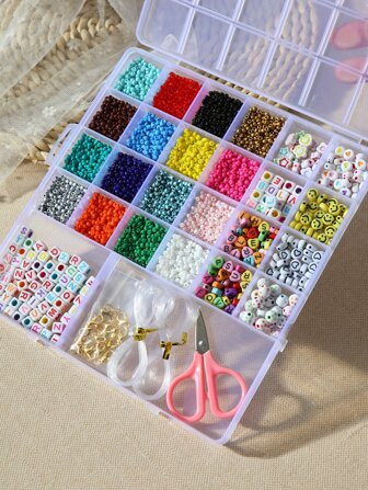 1 Caixa Multicolorido Contas De Vidro Set Com Alfabeto , Coração , Sorrir Cara , Em Forma De Es... | SHEIN