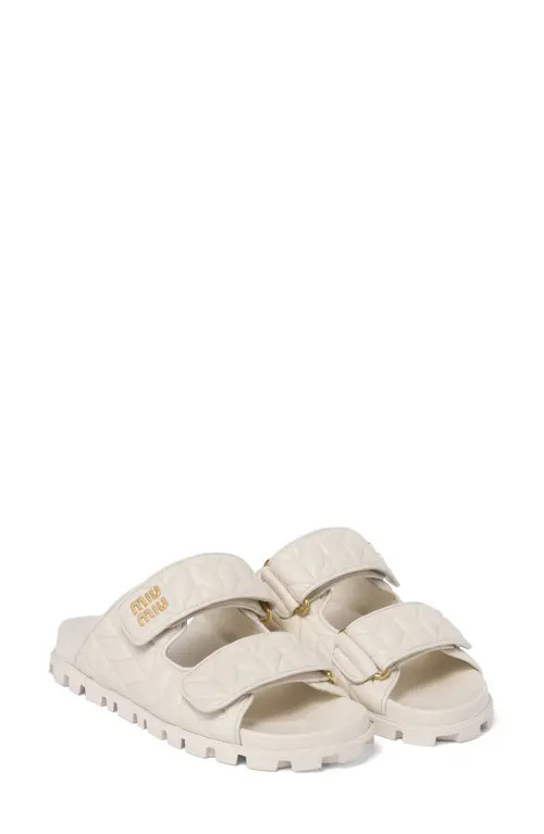 Miu Miu Matelassé Double Strap Slide Sandal in Bianco at Nordstrom, Size 10Us | Nordstrom