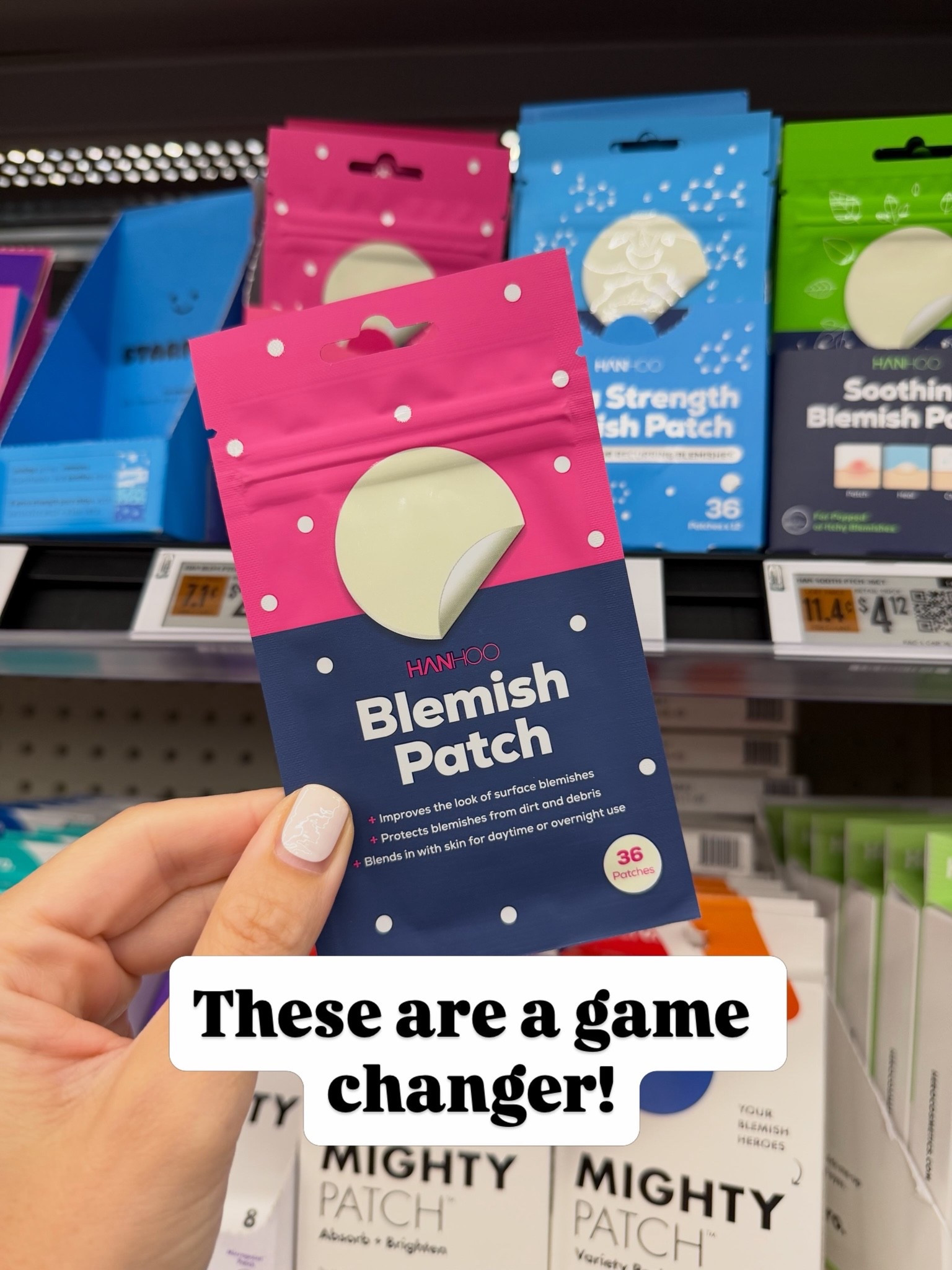 I still get that one random pimple about once a month, so I always like to keep acne patches on hand. I found these at Walmart and just pop one on overnight when a pimple shows up. By morning, it looks so much calmer and is usually pretty much done. Such an easy little skincare staple to have around.