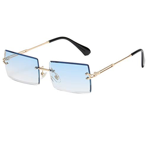 Alterancy Square Sunglasses For Women Men Rimless Trendy Fashion Rectangle Sunglasses Uv Protection Retro Vintage Womens Sunglasses Blue | Amazon (US)