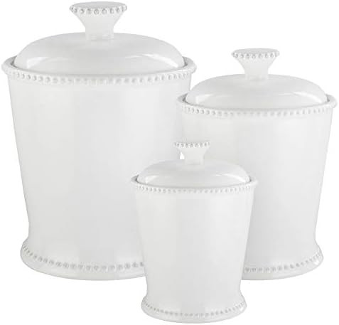 Bianca Scallop 3 Piece Ceramic Round Canister Set | Amazon (US)