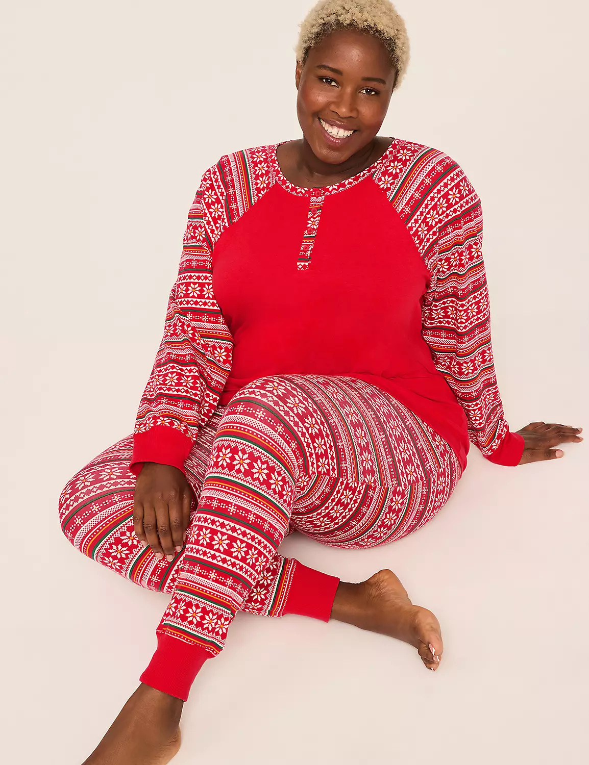 Comfy Cotton Tunic Henley & Legging PJ Set | Lane Bryant (US)