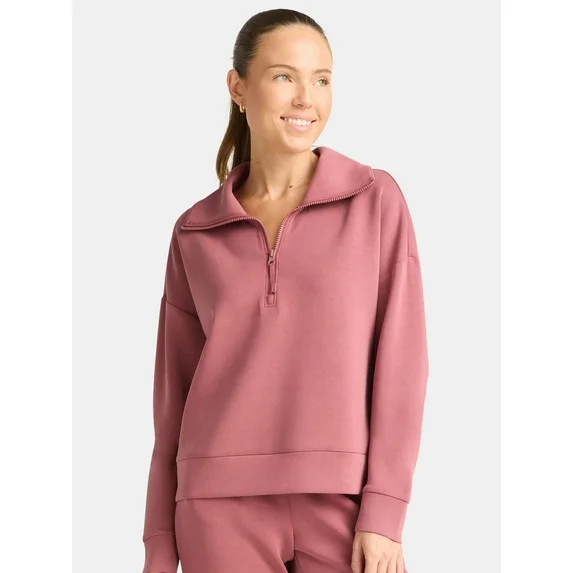 Avia Women's and Women's Plus Knit Quarter Zip Pullover, Sizes XS-4X | Walmart (US)