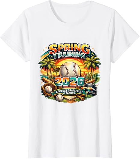 Spring Training 2026 Retro Baseball Design Palm Cactus T-Shirt | Amazon (US)
