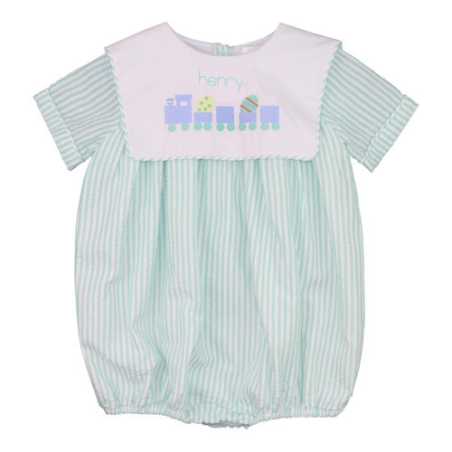 Mint Seersucker Easter Train Bubble | Cecil and Lou