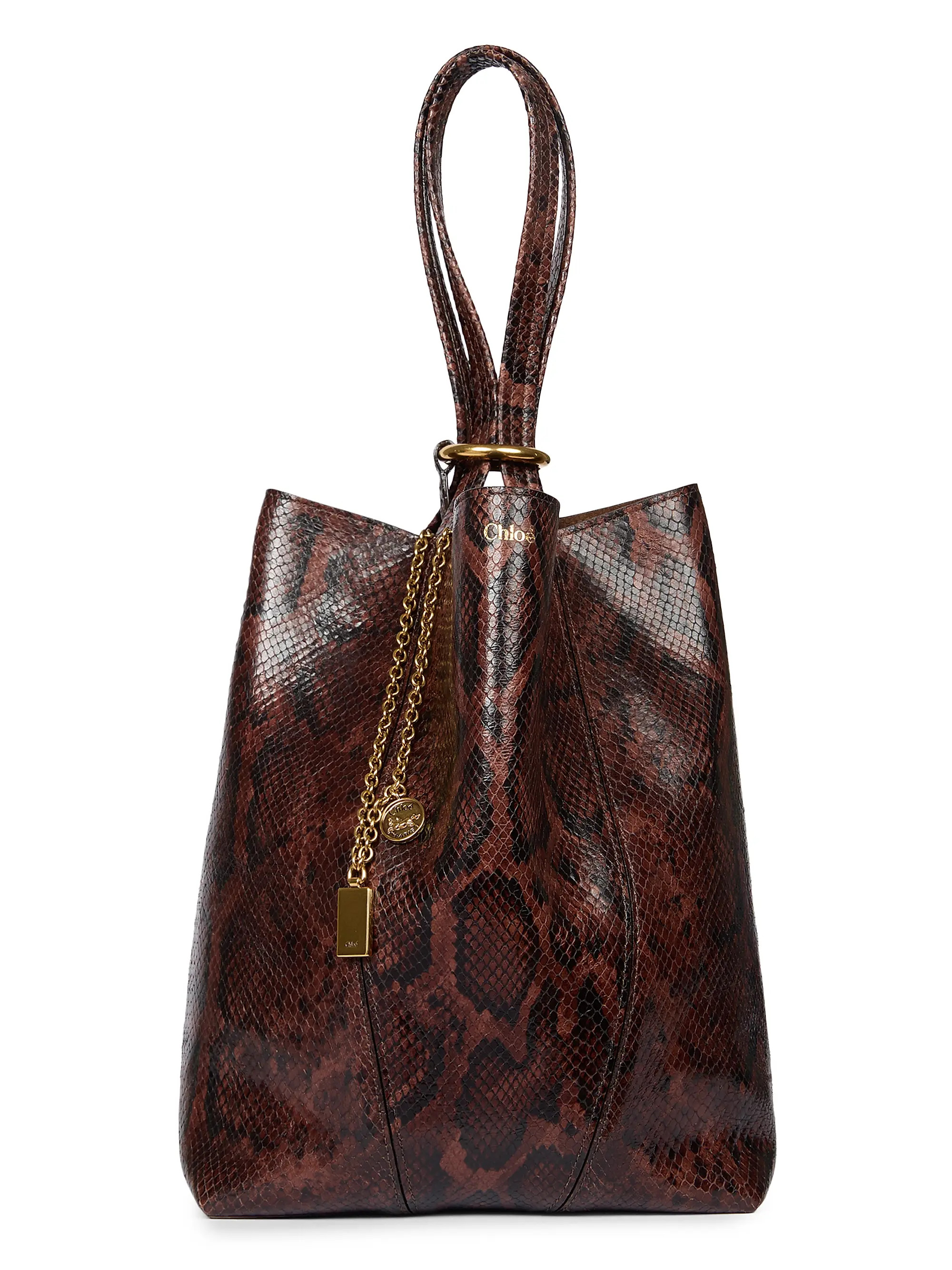 Medium Spin Python-Embossed Leather Tote Bag | Saks Fifth Avenue