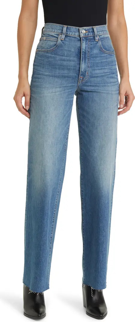 SLVRLAKE Grace High Waist Raw Hem Wide Leg Jeans | Nordstrom | Nordstrom