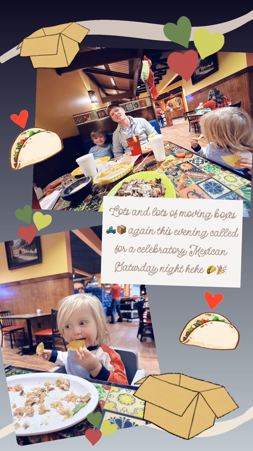 Lots and lots of moving boxes 🛻📦 again this evening called for a celebratory Mexican Saturday night hehe 🌮🎉