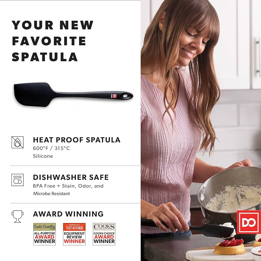 DI ORO Large Silicone Spatula - 600F Heat Resistant, Black | Amazon (US)
