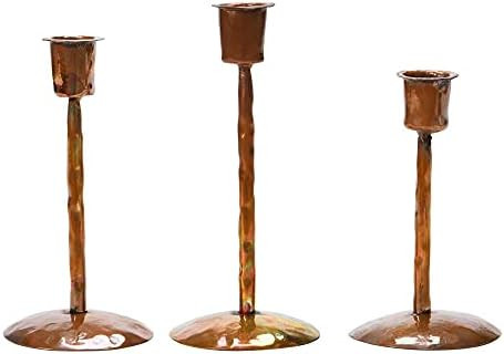 Creative Co-Op Traditional Metal Taper, Set of 3 Sizes Candle Holder, Burnt Copper, 3 | Amazon (US)