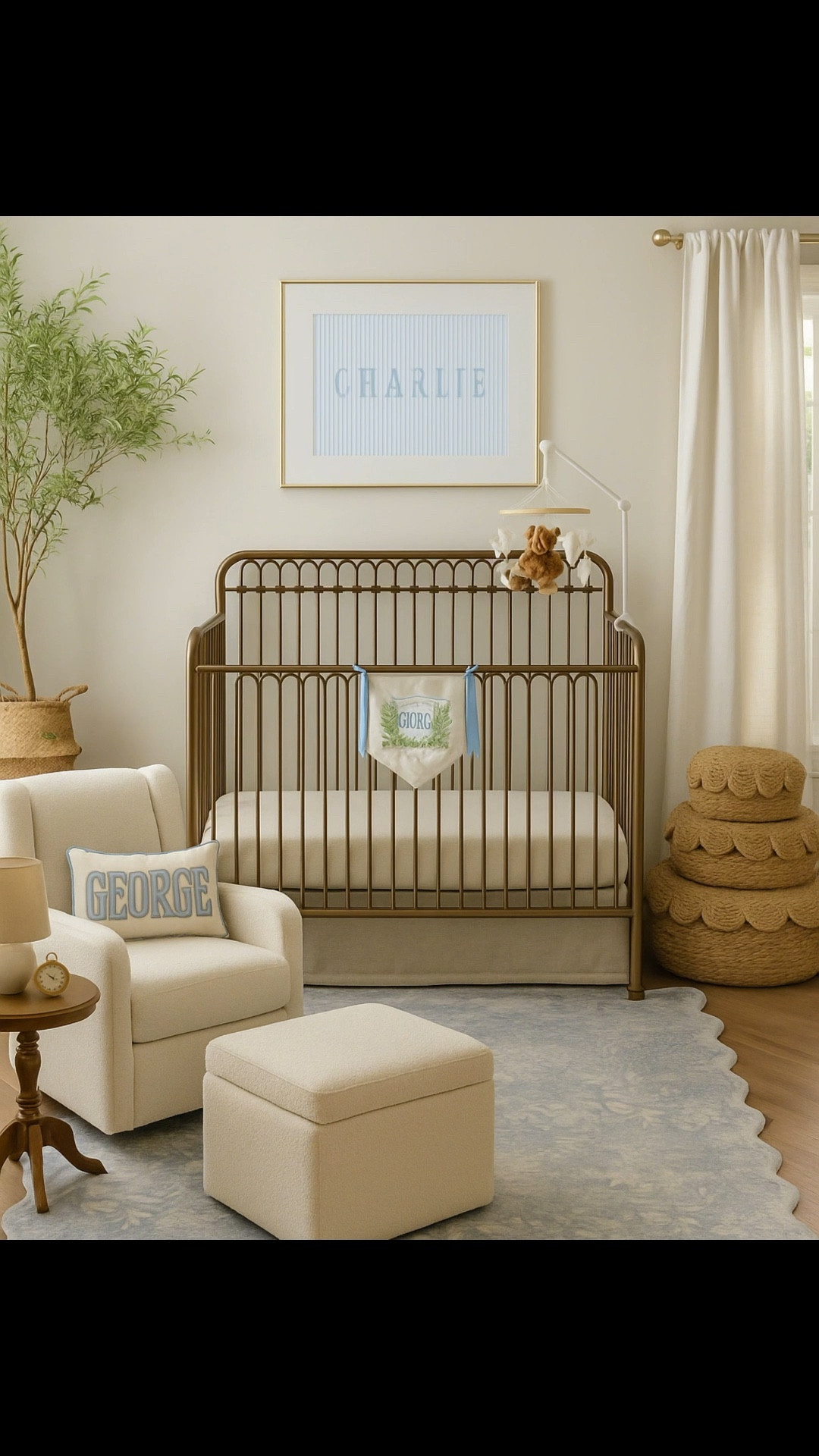Put my inspo boards for baby boy’s nursery into ChatGPT and this is what it gave me 🥹 Finally get to start on it next week!! 🩵

Baby boy nursery, nursery decor, grandmillennial nursery, grandmillennial decor, grandmillennial home, gold crib, scalloped rug

#LTKHome #LTKBaby