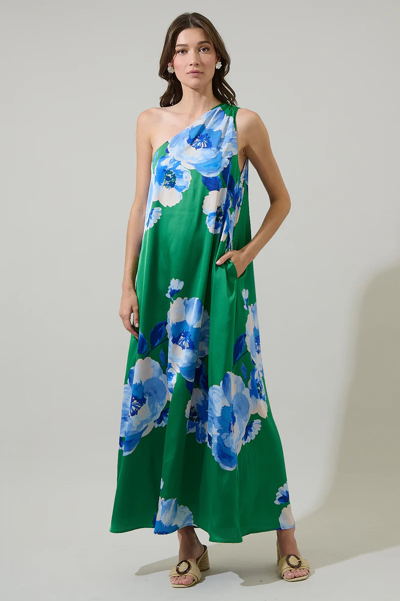 Glena Floral One Shoulder Maxi Dress | Sugarlips