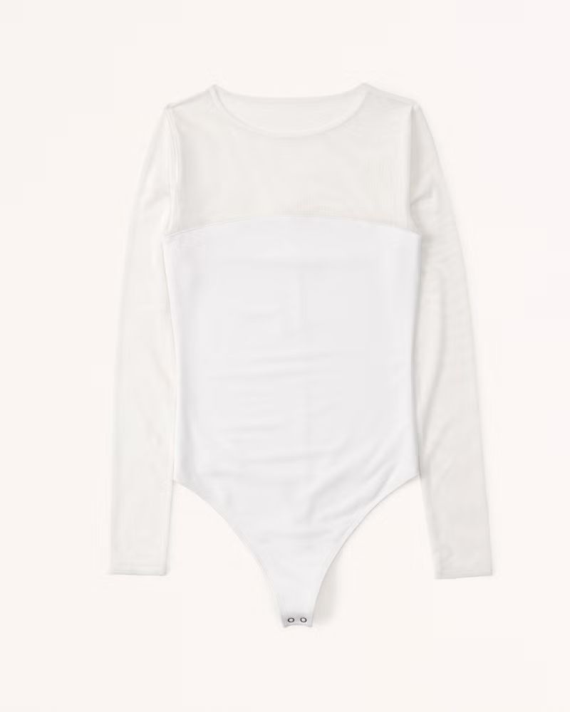 Women's Long-Sleeve Mesh Crew Bodysuit | Women's New Arrivals | Abercrombie.com | Abercrombie & Fitch (US)