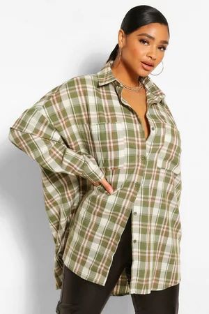 Plus Oversized Boyfriend Flannel Shirt | Boohoo.com (US & CA)