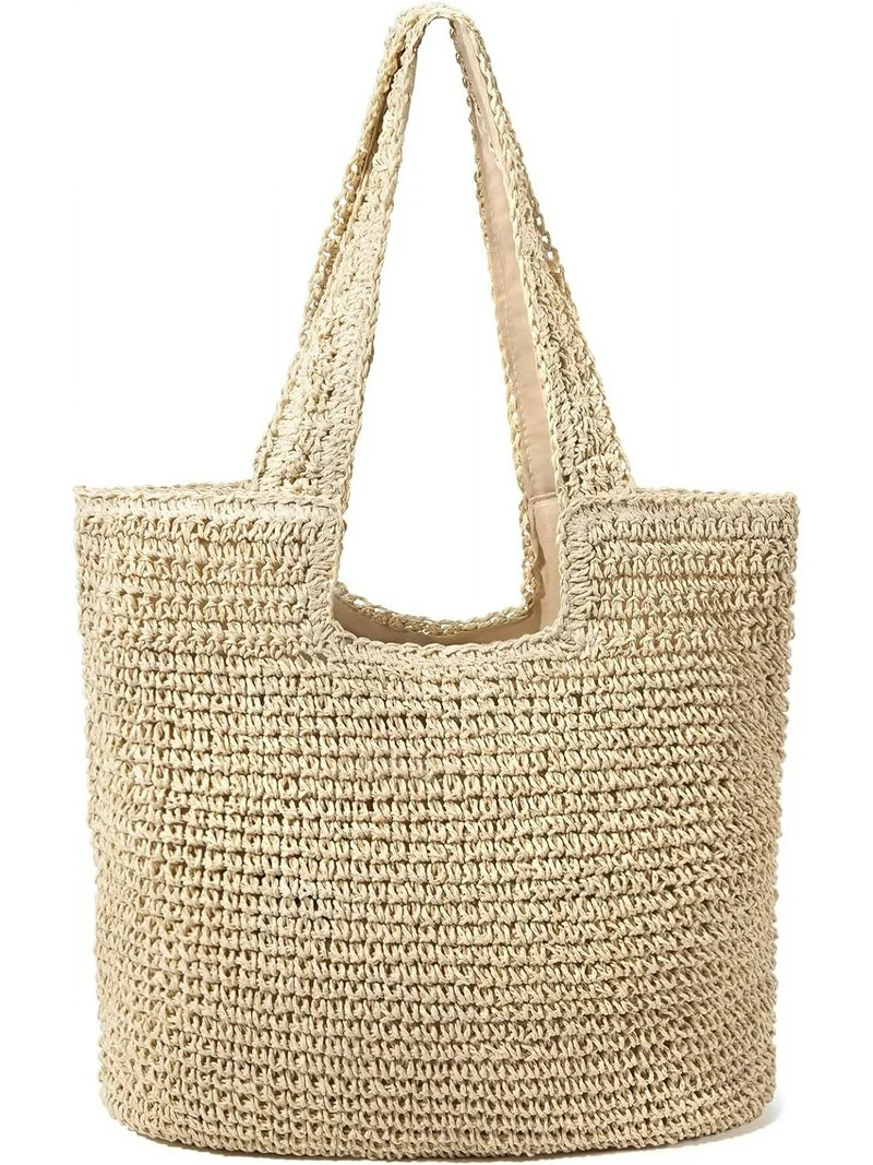 Gocvo Straw Beach Bag for Women Summer Woven Beach Tote Bag Shoulder Handbags Boho Bag | Walmart (US)