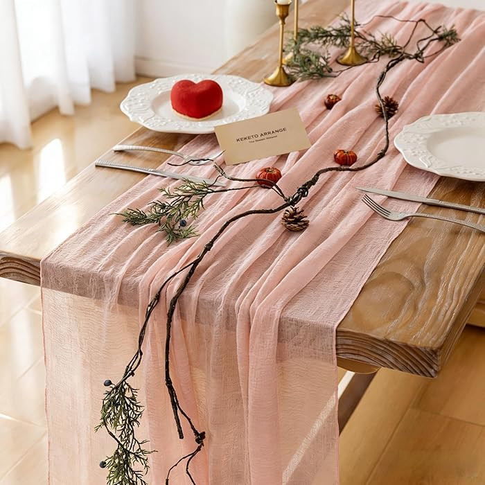 Keketoarrange Pink Valentines Day Decorations Table Runner Cheese Cloth Rustic Gauze Cheesecloth ... | Amazon (US)