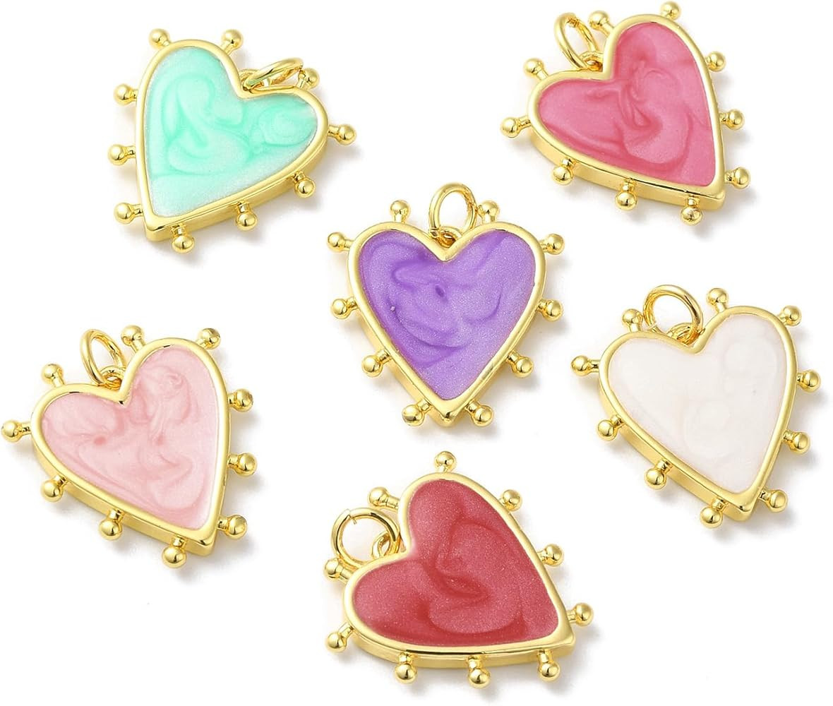 KitBeads 20Pcs Colorful Enamel Heart Charms Brass Cute Sweet Love Real 18K Gold Plated Pendants f... | Amazon (US)
