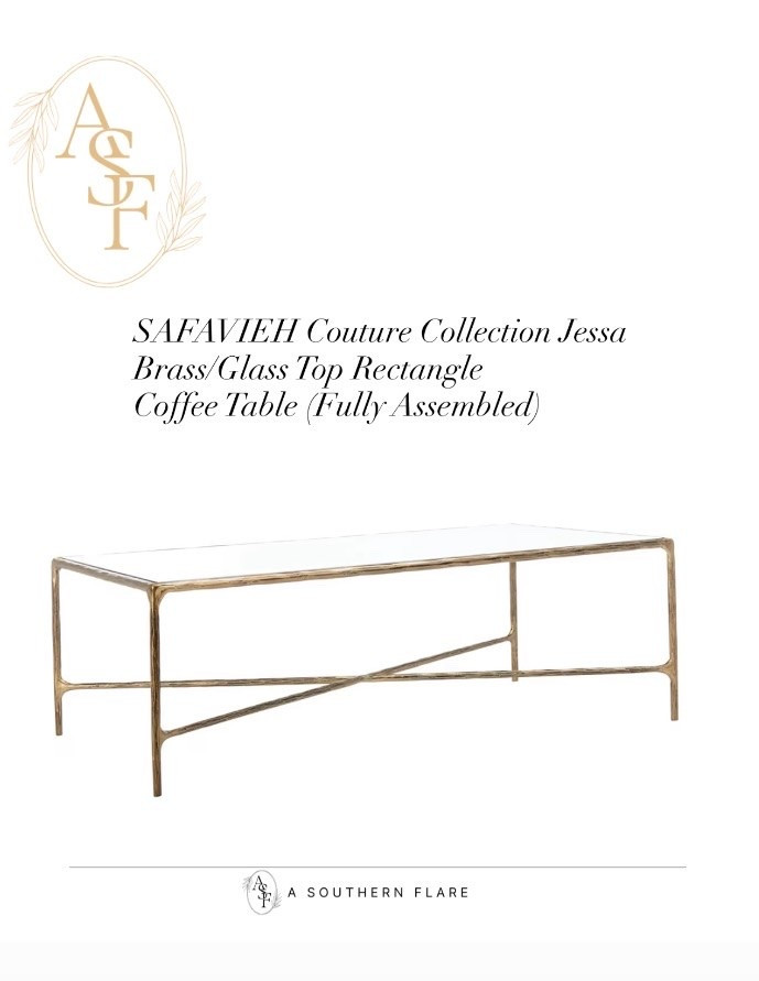 SAFAVIEH Couture Collection Jessa Brass/Glass Top Rectangle
Coffee Table (Fully Assembled) 3 Finishes/ console/ side tables