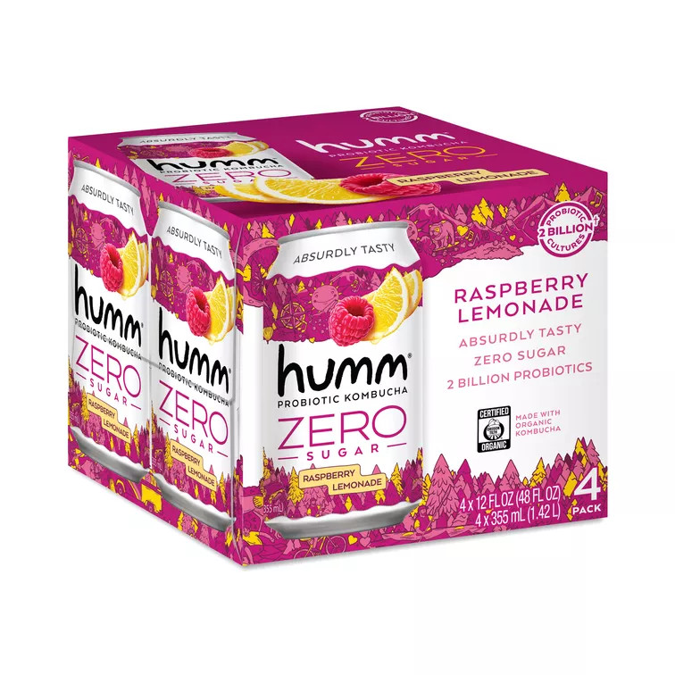 Humm Kombucha, Zero Sugar Probiotic Kombucha, Raspberry Lemonade | Thrive Market