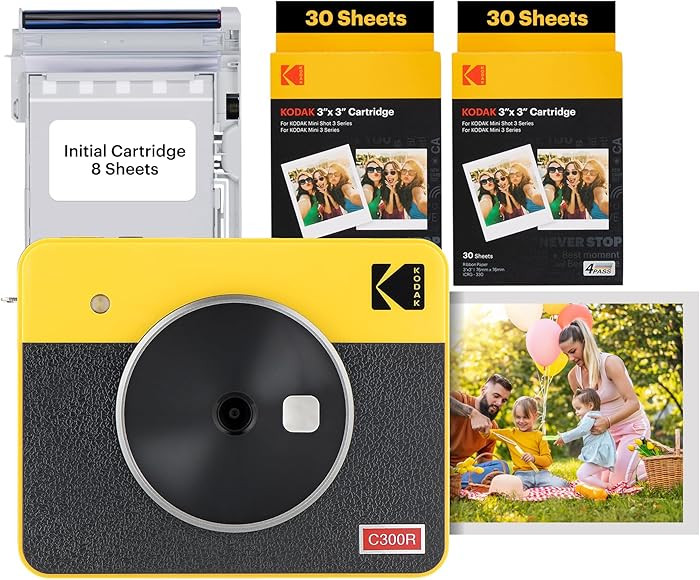 KODAK Mini Shot 3 Retro 4PASS 2-in-1 Instant Digital Camera and Photo Printer (3x3 inches) Initia... | Amazon (US)