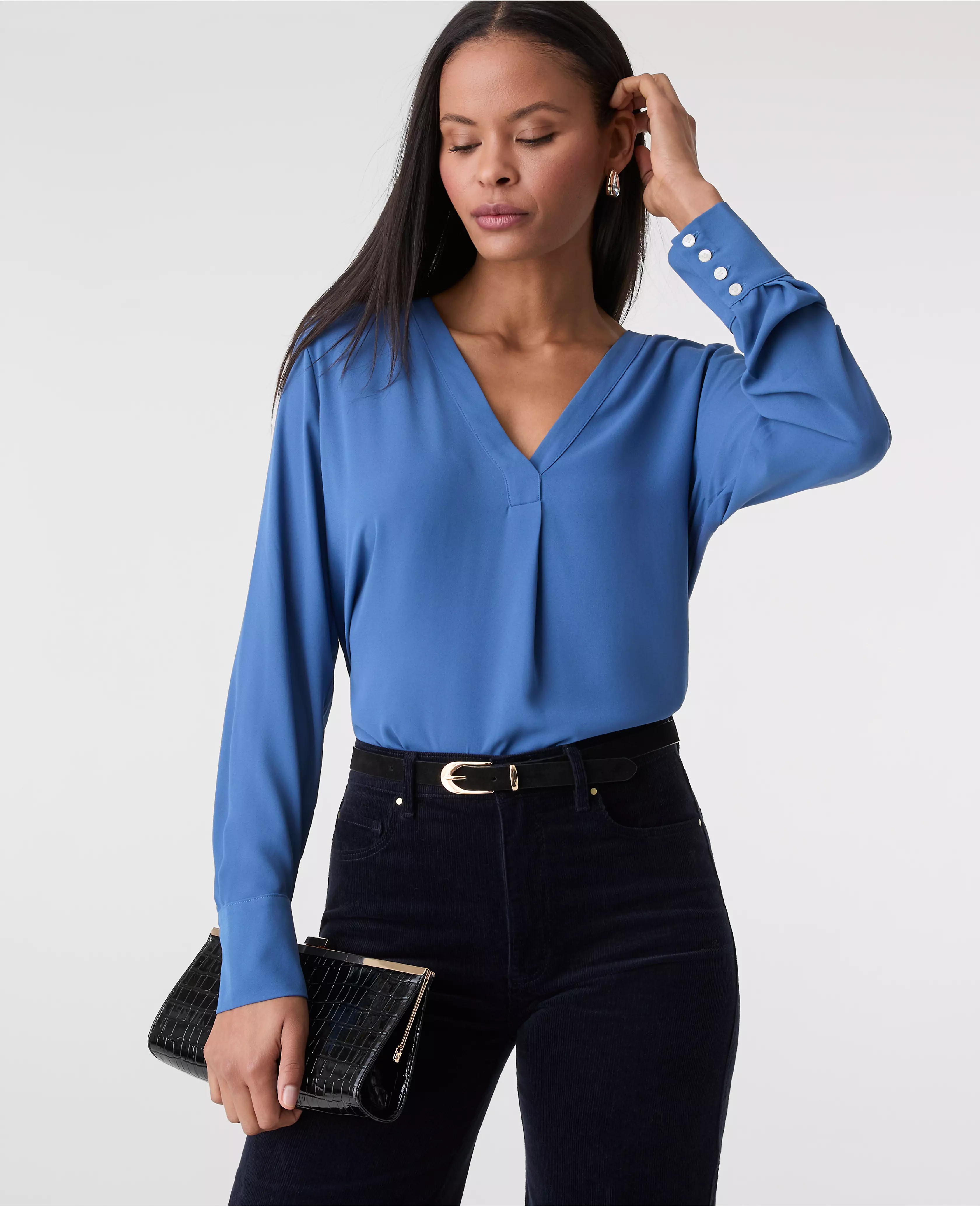 Mixed Media Pleat Front Top | Ann Taylor