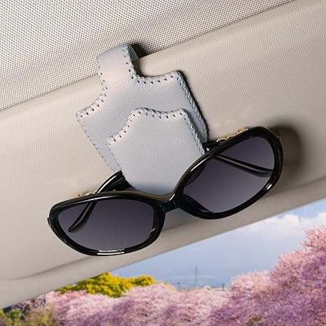 Sunglass Holder for Car ，Hand Sewn Leather Sunglasses Clips for Car Visor ，Universal Car Magn... | Amazon (US)
