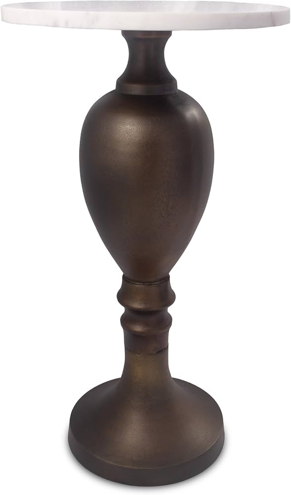OBJET D'ART Small Round Brass and Marble Side Table, Ethos Accent Table, Round Pedestal Side Tabl... | Amazon (US)