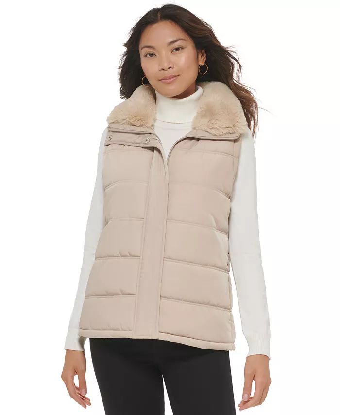 Calvin Klein Faux Fur Collar Puffer Vest & Reviews - Coats & Jackets - Women - Macy's | Macys (US)