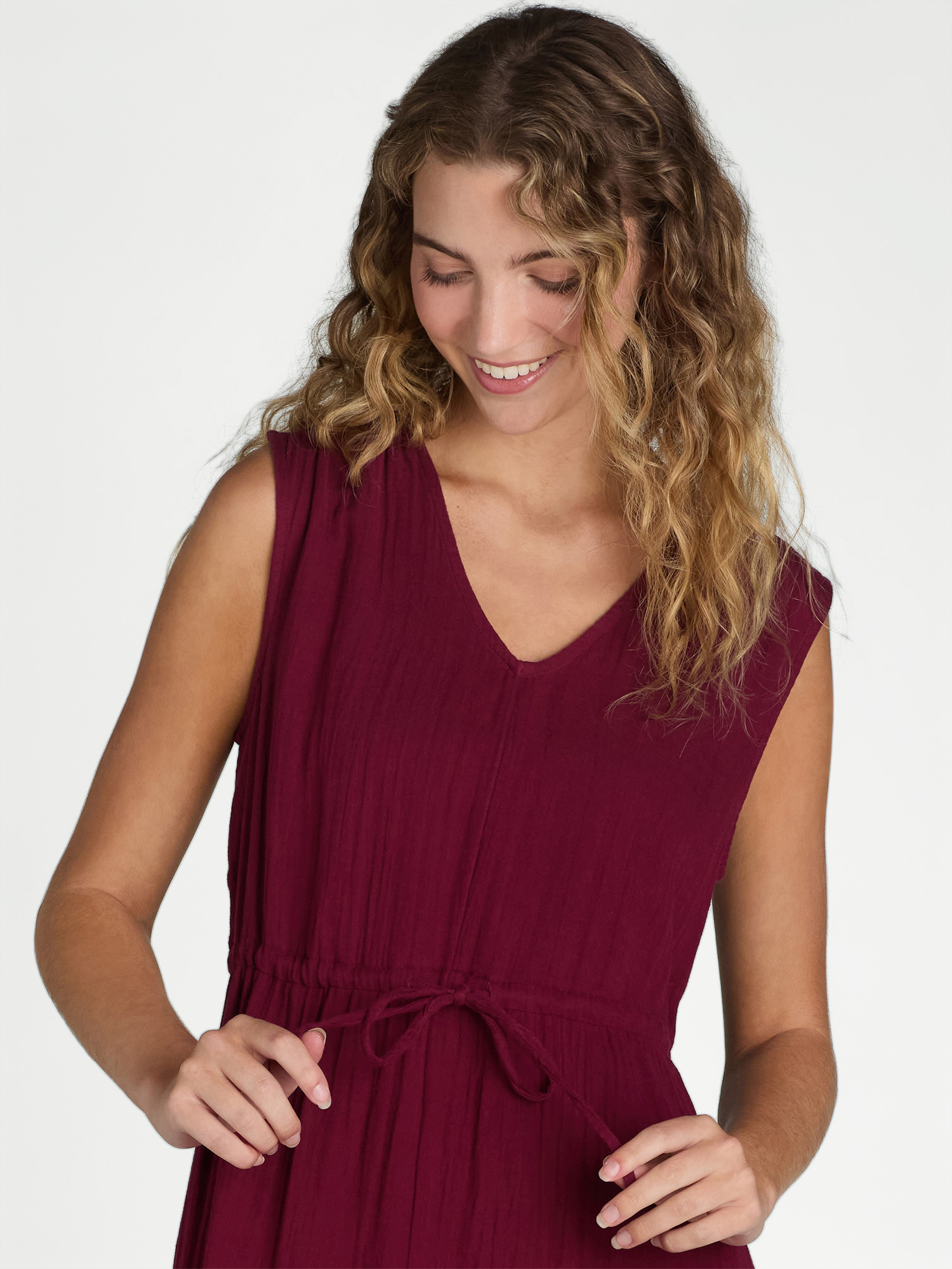 Time and Tru Women's Sleeveless Cotton Double Cloth Dress, Sizes XS-XXXL | Walmart (US)