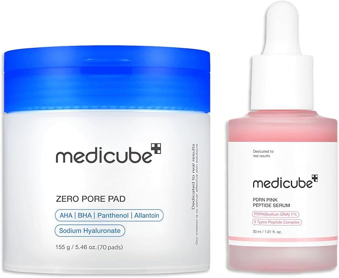 medicube For All Skin Tpyes Duo: medicube Zero Pore Pads 2.0 and Salmon DNA PDRN Pink Peptide Ser... | Amazon (US)