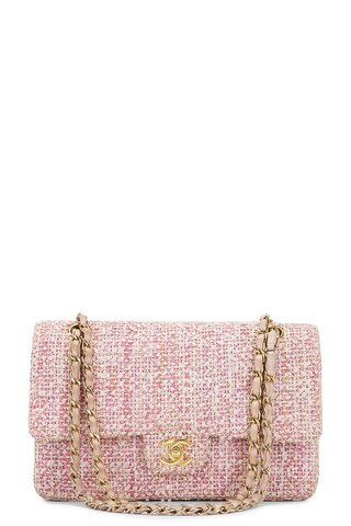 Chanel Tweed Double Flap Bag in Pink | FWRD 
