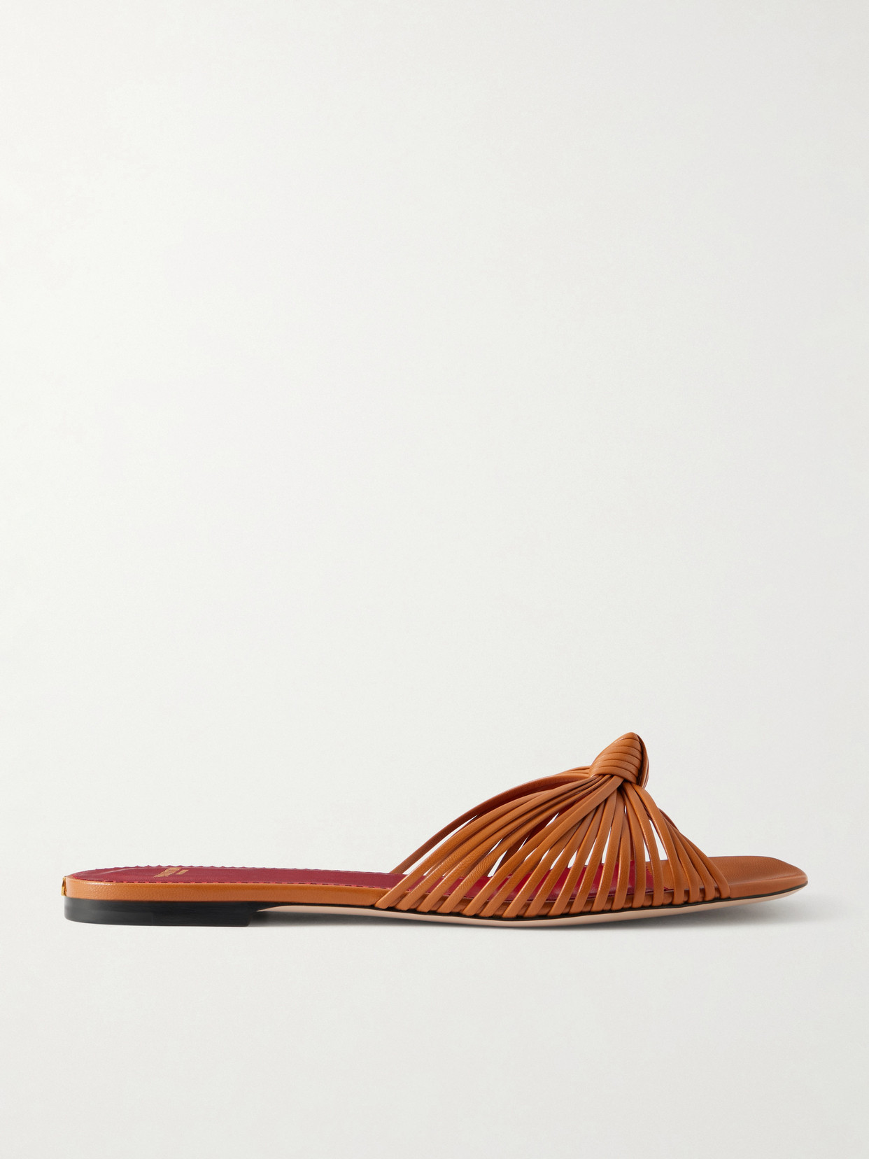 Valentino Garavani - Annet Woven Leather Slides - Brown | NET-A-PORTER (US)
